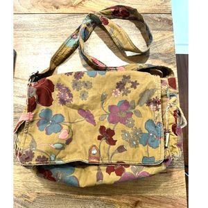 Fossil Brand Authentic 1954 Women's Light Brown Purse Flowers Small Handbag